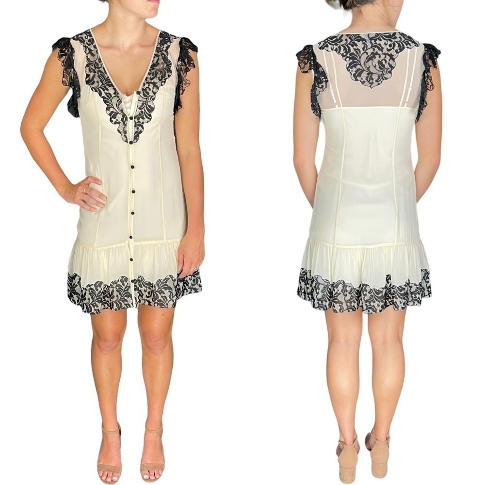 ALICE BY TEMPERLEY FLORAL LACE COQUETTE CABARET BUTTON DOWN SLIP DRESS